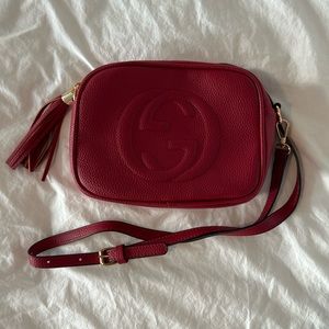 COPY gucci soho disco crossbody bag pebbled red NEW